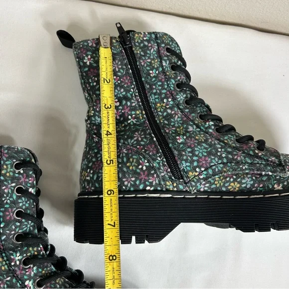 Sincerely Jules Harley Chunky Floral Lace-Up Canvas Combat Chic Boot 7.5 - Picture 14 of 16